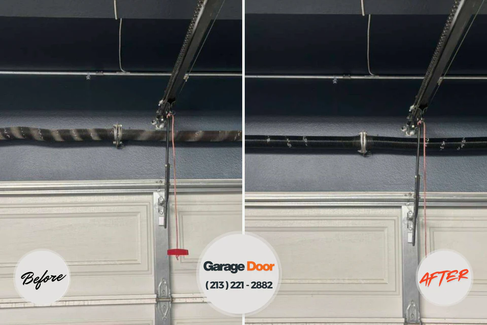 Before and after: garage door repair Krebs, OK